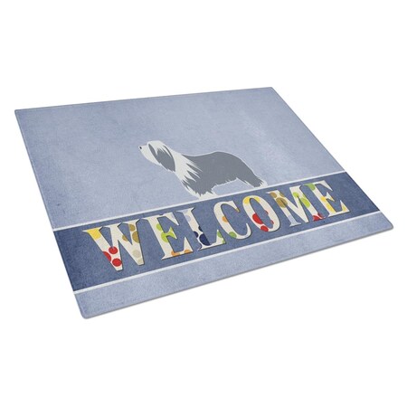 Carolines Treasures Bearded Collie Welcome Glass Cutting Board Large BB5521LCB